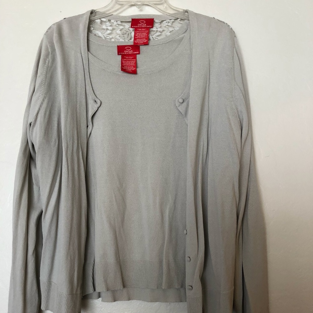 Oscar De La Renta Two-piece grey sweater set